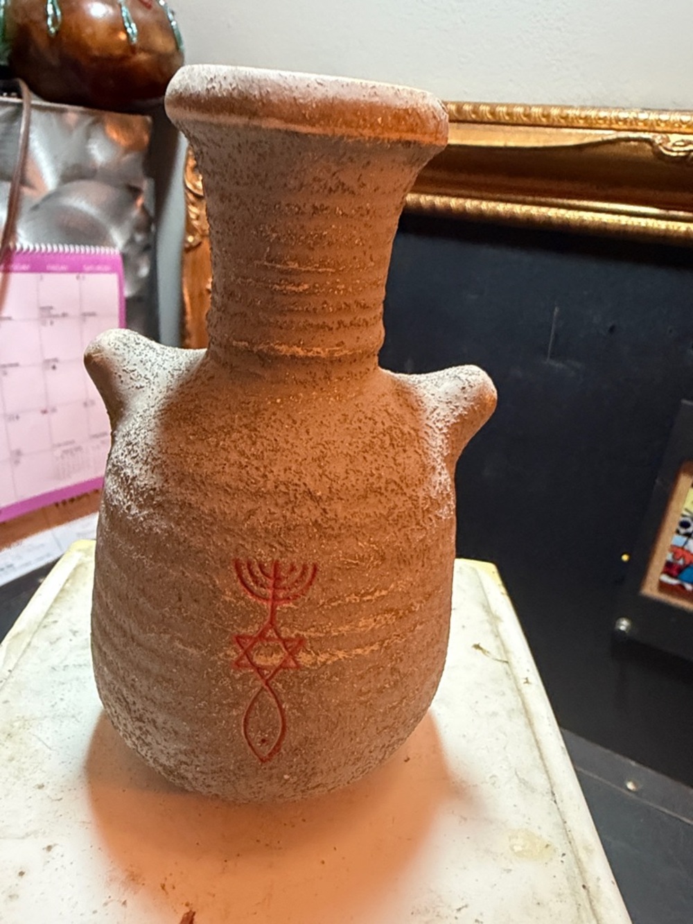 Vintage TBN Israel Pottery Vase – Messianic Seal Design